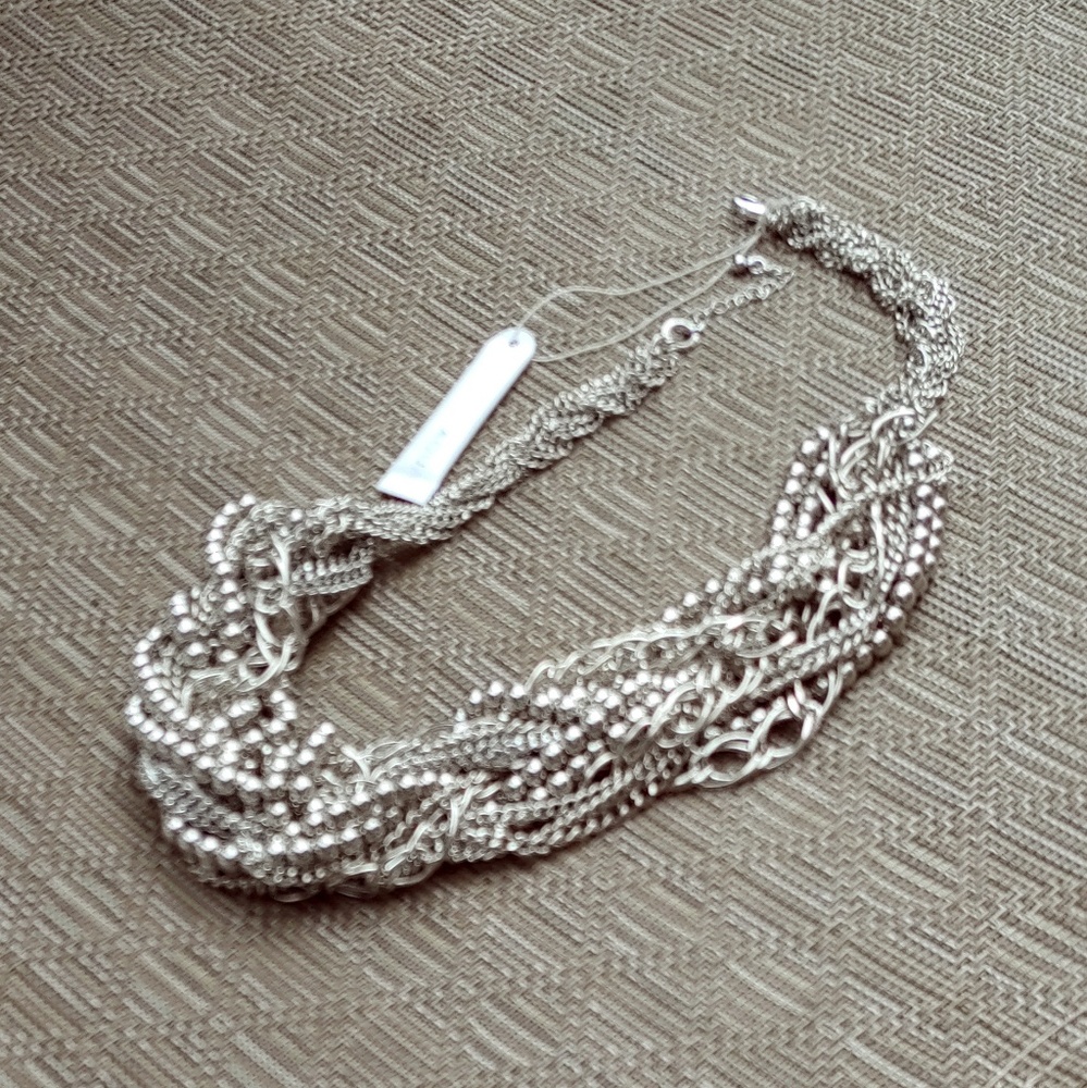 Silver Beaded Statement Necklace